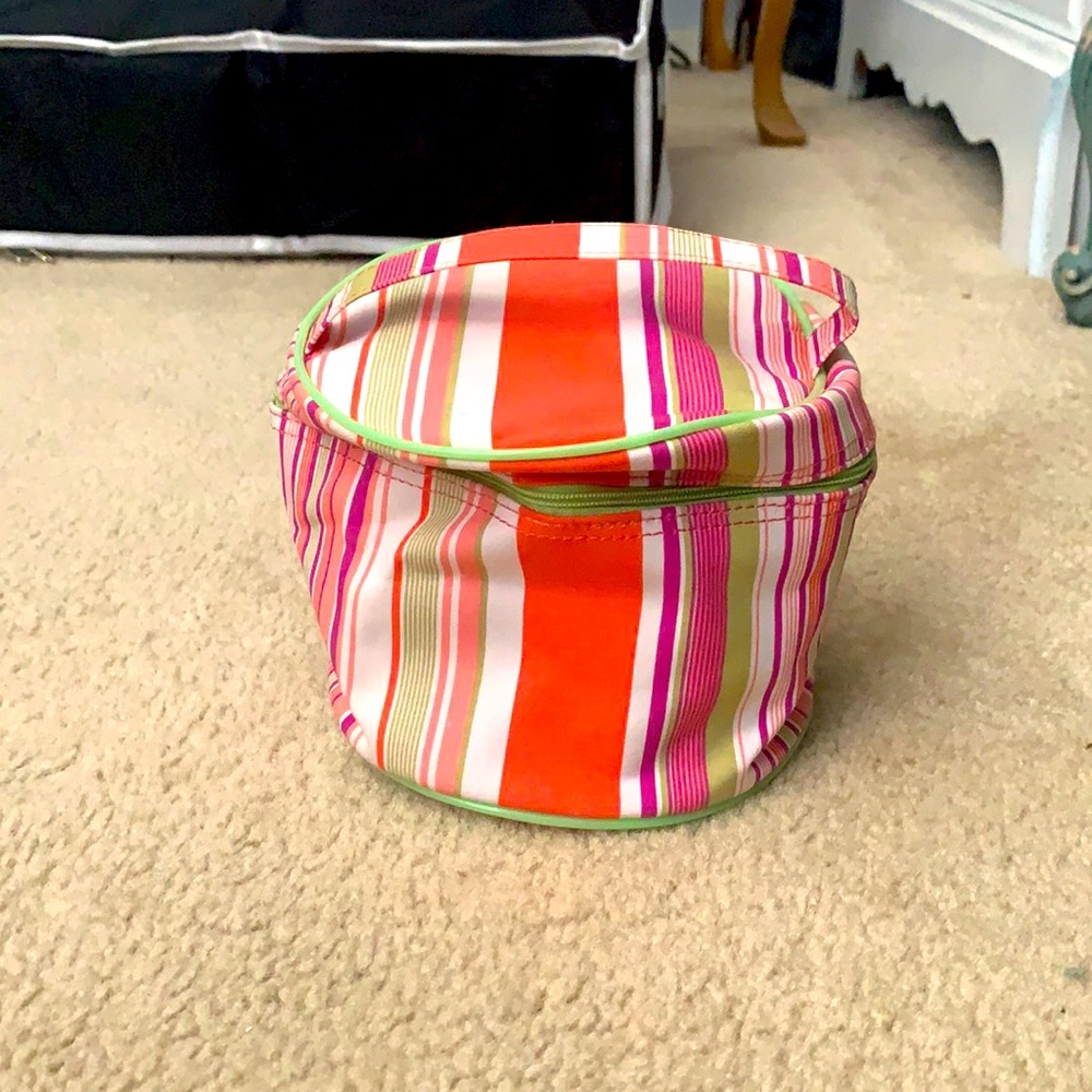 Lancome Striped Cosmetic Bag - Orange, Pink, Green